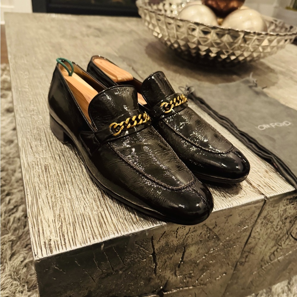 Men’s Tom Ford Patent Leather Curb Chain Loafer Size 9.5